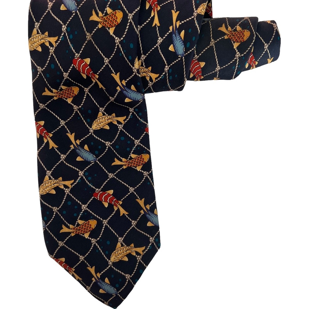 Christian Dior‎ Monsieur Luxury Hand Made Silk Tie. Made in France. Fish Pattern